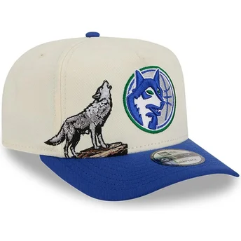 Beige und blaue gebogene Snapback-Kappe 9FIFTY A Frame Precurved Hardwood Classics der Minnesota Timberwolves NBA von New Era
