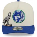 beige-och-bla-snapback-keps-med-bojd-skarm-9fifty-a-frame-precurved-hardwood-classics-av-minnesota-timberwolves-nba-fran-new-era