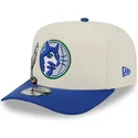 beige-och-bla-snapback-keps-med-bojd-skarm-9fifty-a-frame-precurved-hardwood-classics-av-minnesota-timberwolves-nba-fran-new-era