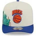 casquette-courbee-beige-et-bleue-snapback-9fifty-a-frame-precurved-hardwood-classics-new-york-knicks-nba-new-era