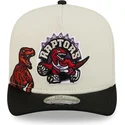 casquette-courbee-beige-et-noire-snapback-9fifty-a-frame-precurved-hardwood-classics-toronto-raptors-nba-new-era