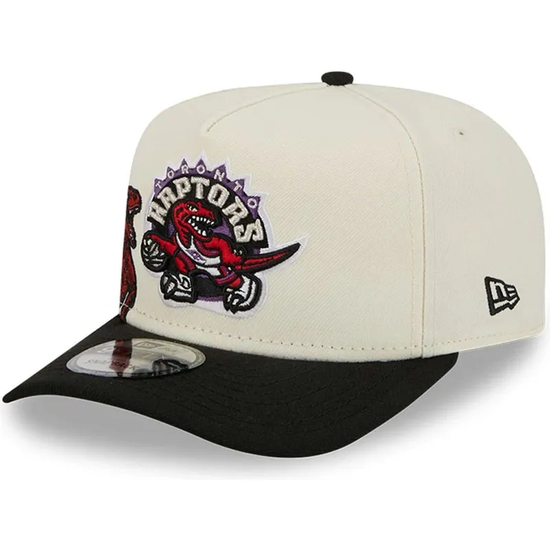 beige-och-svart-bojd-keps-snapback-9fifty-a-frame-precurved-hardwood-classics-toronto-raptors-nba-fran-new-era
