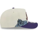 casquette-courbee-beige-et-violette-snapback-9fifty-a-frame-precurved-hardwood-classics-utah-jazz-nba-new-era