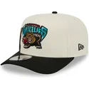 casquette-courbee-beige-et-noire-snapback-9fifty-a-frame-precurved-hardwood-classics-vancouver-grizzlies-nba-new-era
