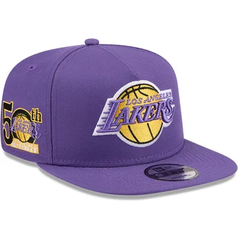 Violette flache Snapback-Kappe 9FIFTY A Frame Hardwood Classics der Los Angeles Lakers NBA von New Era