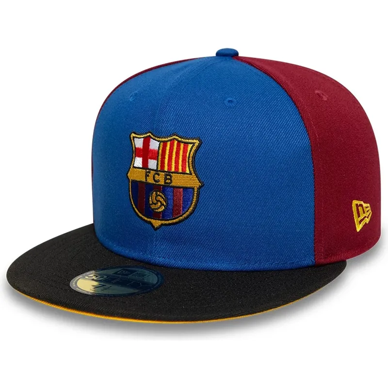 casquette-plate-bleue-et-rouge-ajustee-fc-barcelona-laliga-59fifty-mes-que-un-club-new-era