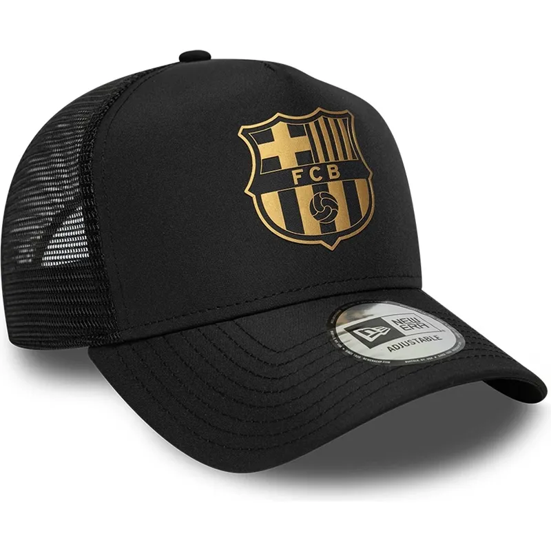 czapka-trucker-czarna-fc-barcelona-laliga-a-frame-gold-new-era