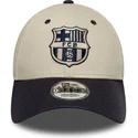 casquette-courbee-beige-et-bleue-marine-ajustable-fc-barcelona-laliga-9forty-contrast-new-era