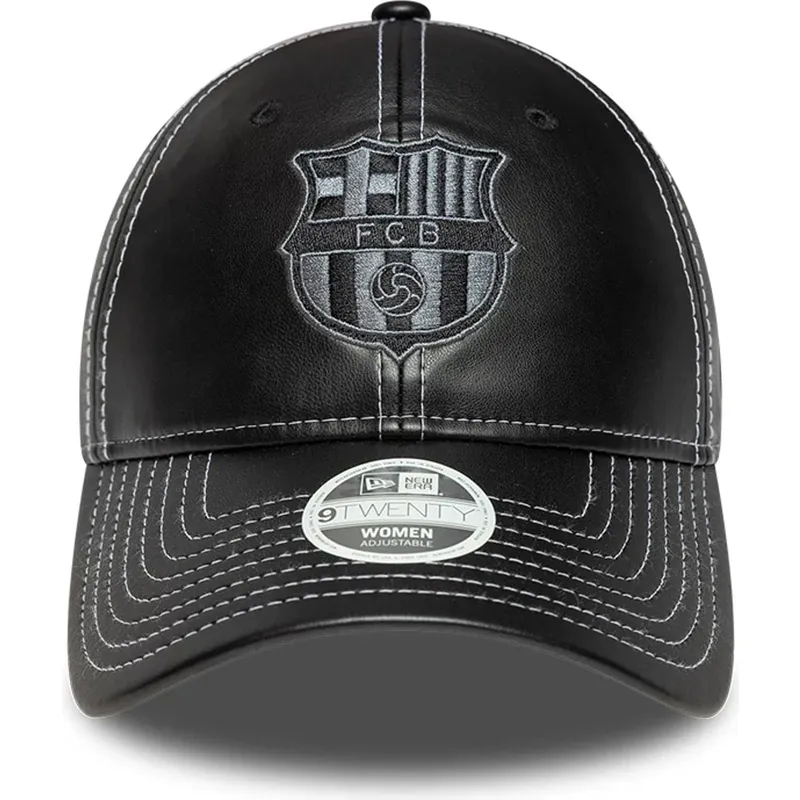 svart-bojd-justerbar-keps-for-dam-fran-fc-barcelona-laliga-9twenty-pu-leather-av-new-era