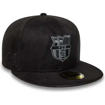 Casquette plate noire ajustée avec logo noir FC Barcelona LALIGA 59FIFTY Mes Que Un Club New Era