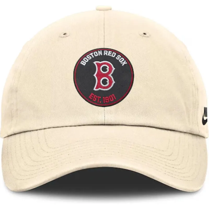 casquette-courbee-beige-ajustable-club-unstructured-organic-cotton-boston-red-sox-mlb-nike