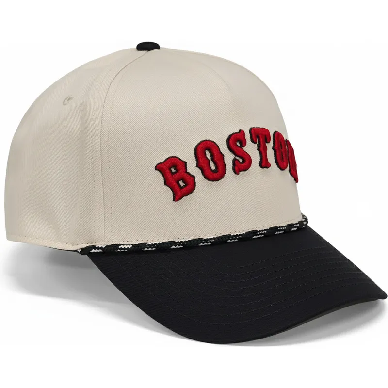 beige-och-svart-bojd-keps-snapback-rise-structured-fran-boston-red-sox-mlb-av-nike