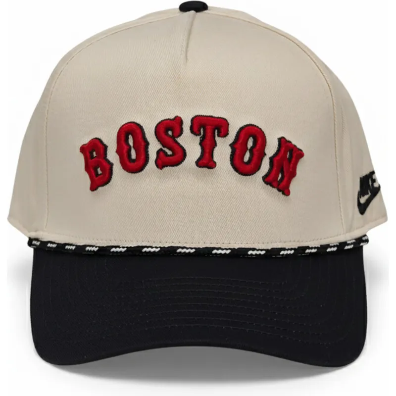 gorra-curva-beige-y-negra-snapback-rise-structured-de-boston-red-sox-mlb-de-nike