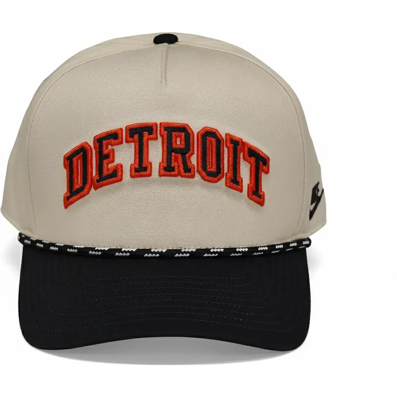 beige-och-svart-bojd-keps-snapback-rise-structured-fran-detroit-tigers-mlb-av-nike