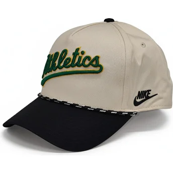 Καπέλο καμπύλης μπεζ και μαύρο snapback Rise Structured των Oakland Athletics MLB της Nike