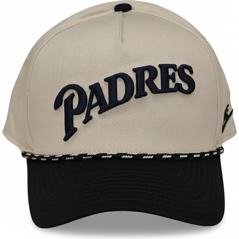 beige-och-svart-bojd-keps-snapback-rise-structured-fran-san-diego-padres-mlb-av-nike