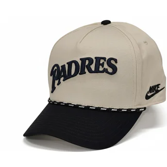 Καπέλο καμπύλης μπεζ και μαύρο snapback Rise Structured των San Diego Padres MLB της Nike