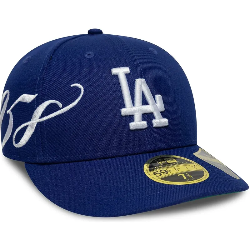 casquette-courbee-bleue-ajustee-59fifty-low-profile-precurved-est-script-los-angeles-dodgers-mlb-new-era