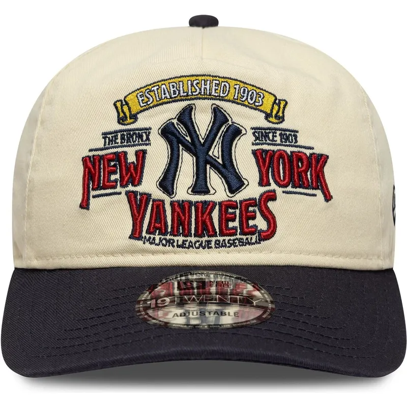 casquette-courbee-beige-et-bleue-marine-ajustable-19twenty-washed-graphic-new-york-yankees-mlb-new-era
