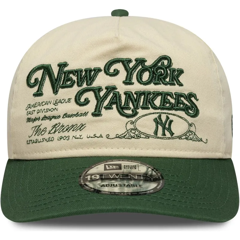 beige-und-grune-verstellbare-curved-cap-19twenty-washed-graphic-der-new-york-yankees-mlb-von-new-era