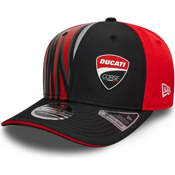 Casquette courbée noire et rouge snapback 9SEVENTY Stretch Snap Print Ducati Motor MotoGP New Era