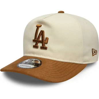 Beżowo-brązowa regulowana czapka z zakrzywionym daszkiem 9FIFTY A Frame Suede Visor Los Angeles Dodgers MLB New Era