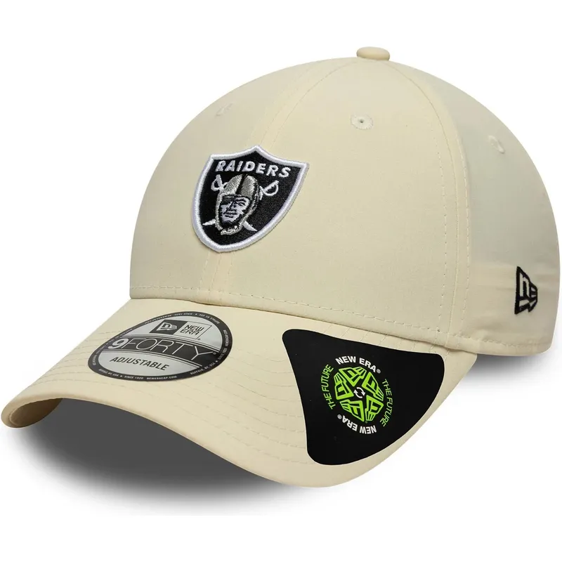 new-era-curved-brim-9forty-recycled-midi-las-vegas-raiders-nfl-beige-adjustable-cap