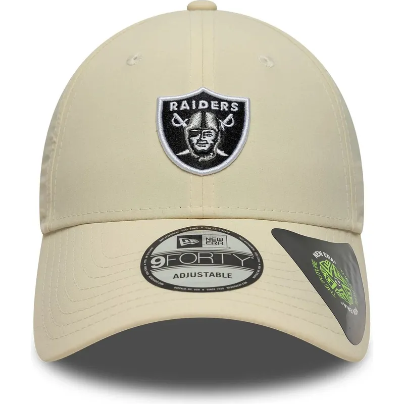 beige-verstellbare-curved-cap-9forty-recycled-midi-der-las-vegas-raiders-nfl-von-new-era