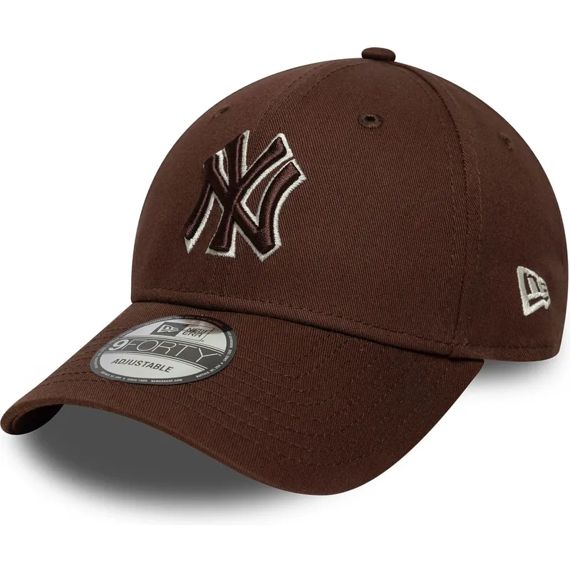 casquette-courbee-marron-ajustable-avec-logo-marron-9forty-outline-new-york-yankees-mlb-new-era