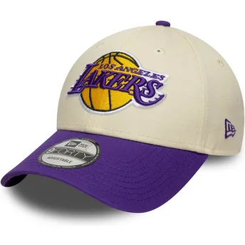 Gorra curva beige y violeta ajustable 9FORTY Colour Block de Los Angeles Lakers NBA de New Era