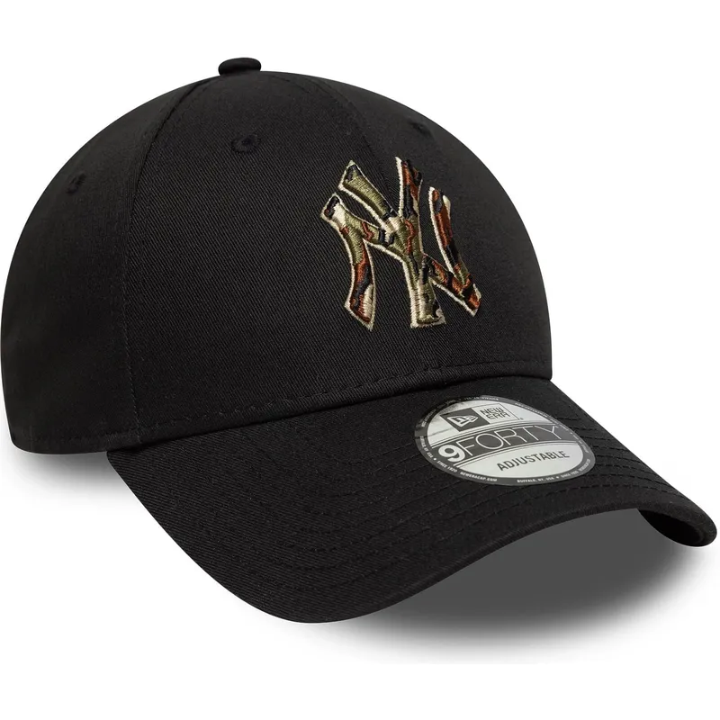 schwarze-verstellbare-curved-cap-9forty-camo-infill-der-new-york-yankees-mlb-von-new-era