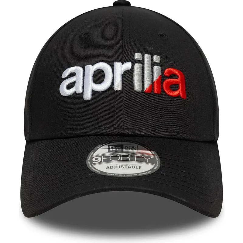 new-era-curved-brim-9forty-wordmark-aprilia-piaggio-black-adjustable-cap