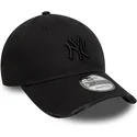 schwarze-verstellbare-curved-cap-mit-schwarzem-logo-9forty-wash-distress-der-new-york-yankees-mlb-von-new-era