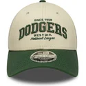 new-era-curved-brim-9forty-m-crown-wordmark-los-angeles-dodgers-mlb-beige-and-green-adjustable-cap