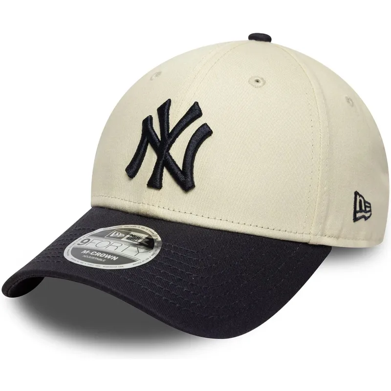 new-era-curved-brim-9forty-m-crown-new-york-yankees-mlb-beige-and-navy-blue-snapback-cap