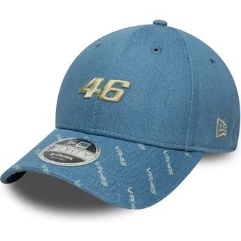 Blaue gebogene Snapback-Kappe 9FORTY M-Crown Denim von Valentino Rossi VR46 MotoGP von New Era