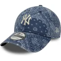 blaue-verstellbare-curved-cap-9twenty-washed-paisley-der-new-york-yankees-mlb-von-new-era