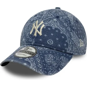 Casquette courbée bleue ajustable 9TWENTY Washed Paisley New York Yankees MLB New Era
