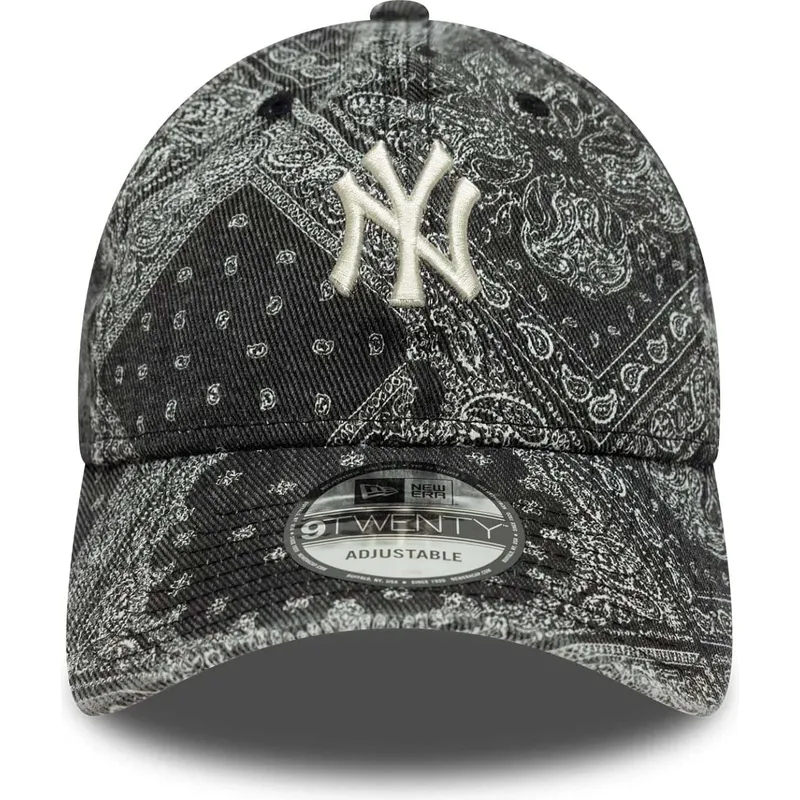schwarze-verstellbare-curved-cap-9twenty-washed-paisley-der-new-york-yankees-mlb-von-new-era