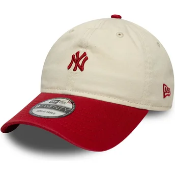 Casquette courbée beige et rouge ajustable 9TWENTY Mini Washed New York Yankees MLB New Era