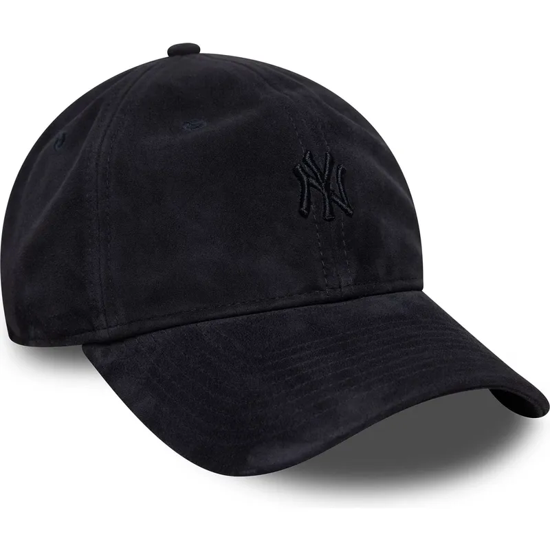 marineblaue-verstellbare-curved-cap-mit-marineblauen-logo-9twenty-suede-der-new-york-yankees-mlb-von-new-era