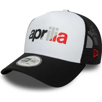 Casquette trucker blanche et noire A Frame Wordmark Aprilia Piaggio New Era