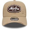 braune-trucker-kappe-a-frame-oval-canvas-distress-von-new-era