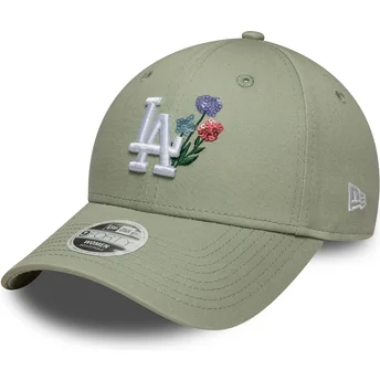 Casquette courbée verte claire ajustable pour femme 9FORTY Floral Icon Los Angeles Dodgers MLB New Era