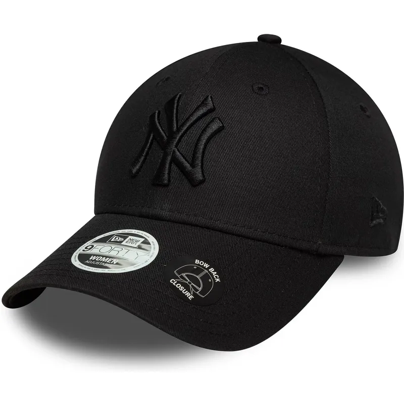 casquette-courbee-noire-ajustable-avec-logo-noir-pour-femme-9forty-bow-back-new-york-yankees-mlb-new-era