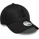casquette-courbee-noire-ajustable-avec-logo-noir-pour-femme-9forty-bow-back-new-york-yankees-mlb-new-era