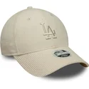bezowa-regulowana-czapka-z-daszkiem-z-bezowym-logo-dla-kobiet-9forty-m-crown-pastel-cord-los-angeles-dodgers-mlb-new-era