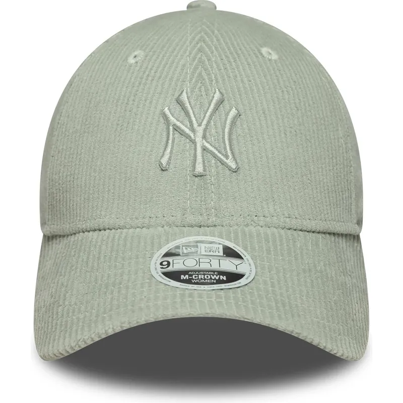 new-era-curved-brim-women-green-logo-9forty-m-crown-pastel-cord-new-york-yankees-mlb-light-green-adjustable-cap