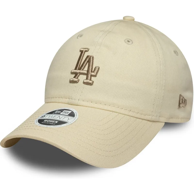casquette-courbee-beige-ajustable-avec-logo-beige-pour-femme-9twenty-league-essential-midi-los-angeles-dodgers-mlb-new-era