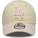 casquette-courbee-beige-et-rose-ajustable-pour-enfant-pequeno-9forty-league-essential-los-angeles-dodgers-mlb-new-era
